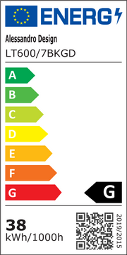 Lampadario LED con telecomando e cristallo GUIDA 38W, 6 Elementi, Luce Fredda/Calda/Neutra, Dimmerabile, Nero Oro