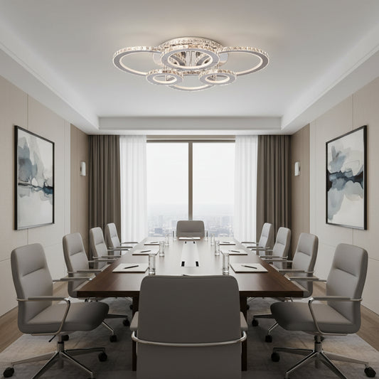 Lampadario LED con telecomando e cristallo NOVA ROTONDA RGB 144W, 6 Cerchi, Luce Fredda/Calda/Neutra, Dimmerabile, Lampadari LED e Cristalli Cromo Lucido Titolo predefinito Alessandro Design