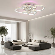 Lampadario LED con telecomando e cristallo NOVA ROTONDA RGB 144W, 6 Cerchi, Luce Fredda/Calda/Neutra, Dimmerabile, Lampadari LED e Cristalli Cromo Lucido Titolo predefinito Alessandro Design