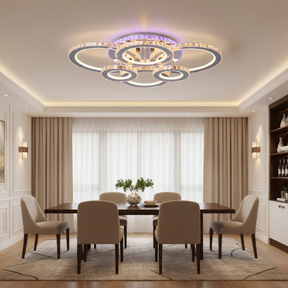 Lampadario LED con telecomando e cristallo NOVA ROTONDA RGB 144W, 6 Cerchi, Luce Fredda/Calda/Neutra, Dimmerabile, Lampadari LED e Cristalli Cromo Lucido Titolo predefinito Alessandro Design