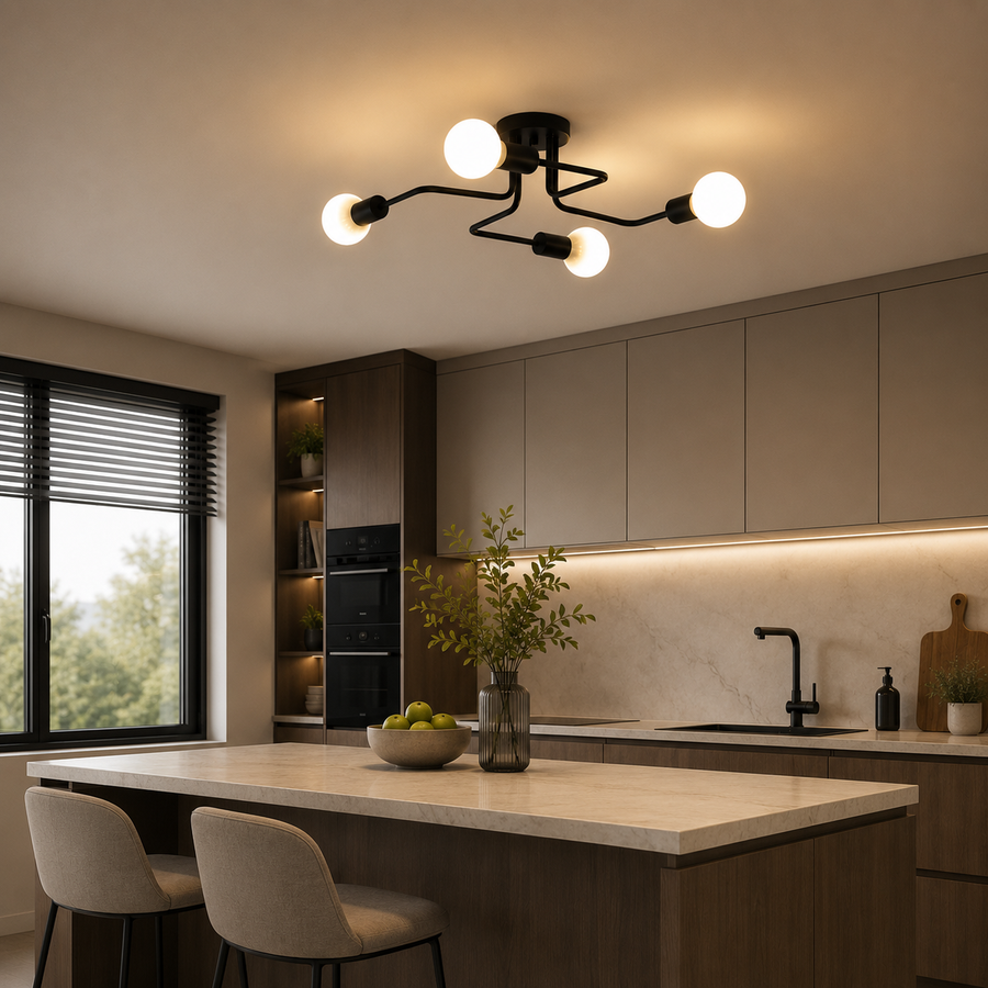 Lampadario MODERNIST Quadra 4, 4x E27, Nero, Design Moderno