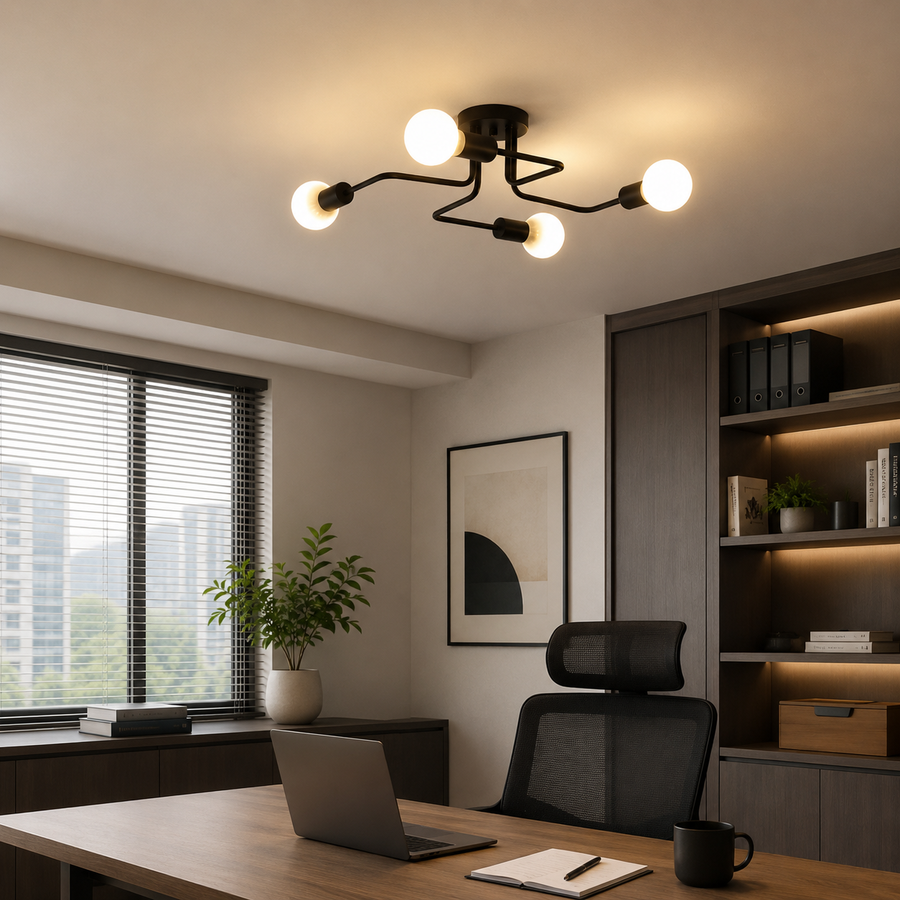 Lampadario MODERNIST Quadra 4, 4x E27, Nero, Design Moderno