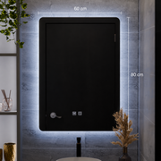 ARTEA Touch Specchio LED Rettangolare, 60X80cm, Sistema Demist, Dimmerabile, Luce Fredda 6000K
