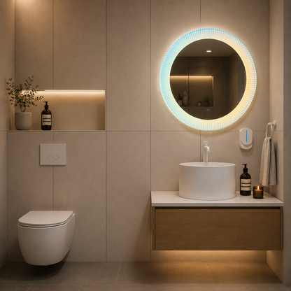 Specchio Giga LED, 80x60cm, Silver, Touch, luce 6000K