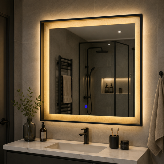 Specchio Giga LED, 80x60cm, Silver, Touch, luce 6000K
