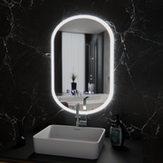 Specchio ovale a LED, 50x80 cm, sensore Lucia Marcello, sistema antiappannamento, orologio e termometro, Dimabila Marcello Mirrors Titolo predefinito Alessandro Design