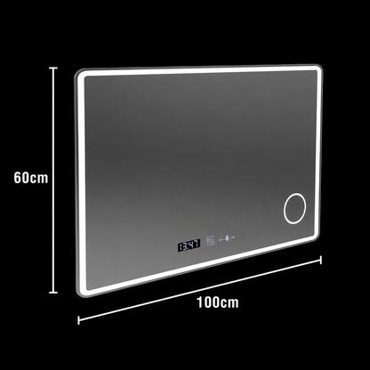 Oglinda LED Rectangulara 100x60 Aura Riflesso Puro MotionGlow Marcello, Sistem Dezaburire, Ceas, Dimabila