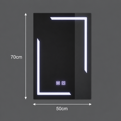 Specchio rettangolare a LED, 50x70 cm, ECLISSA Touch, Sistema Demister, Dimmerabile