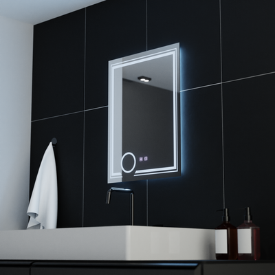 Specchio LED rettangolare, 60x80cm, CANTO Touch, Sistema Demister, Dimmerabile