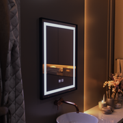 Oglinda LED Rectangulara, 60x80cm, EDGE Touch, Sistem Dezaburire, Rama Neagra