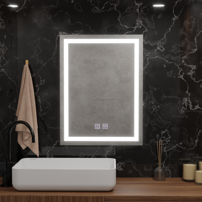 Oglinda LED Rectangulara, 60x80cm, RADIANTE Touch, Lumina Rece, Sistem Dezaburire, Dimabila
