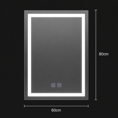 Oglinda LED Rectangulara, 60x80cm, RADIANTE Touch, Lumina Rece, Sistem Dezaburire, Dimabila