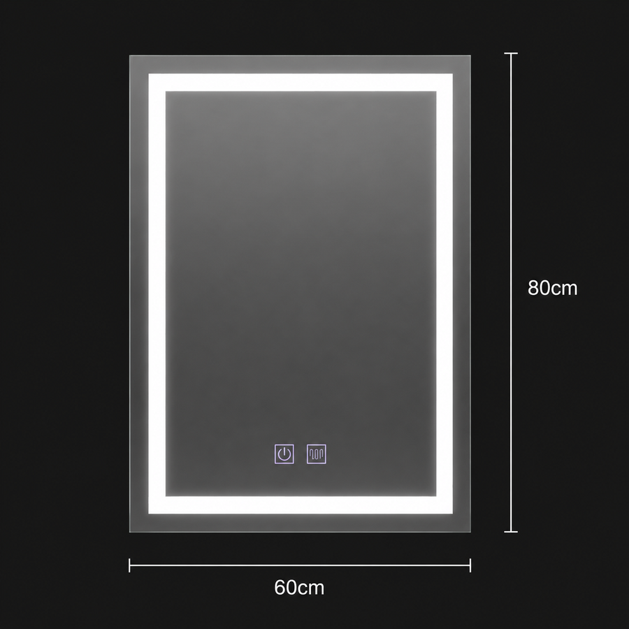 Oglinda LED Rectangulara, 60x80cm, RADIANTE Touch, Lumina Rece, Sistem Dezaburire, Dimabila