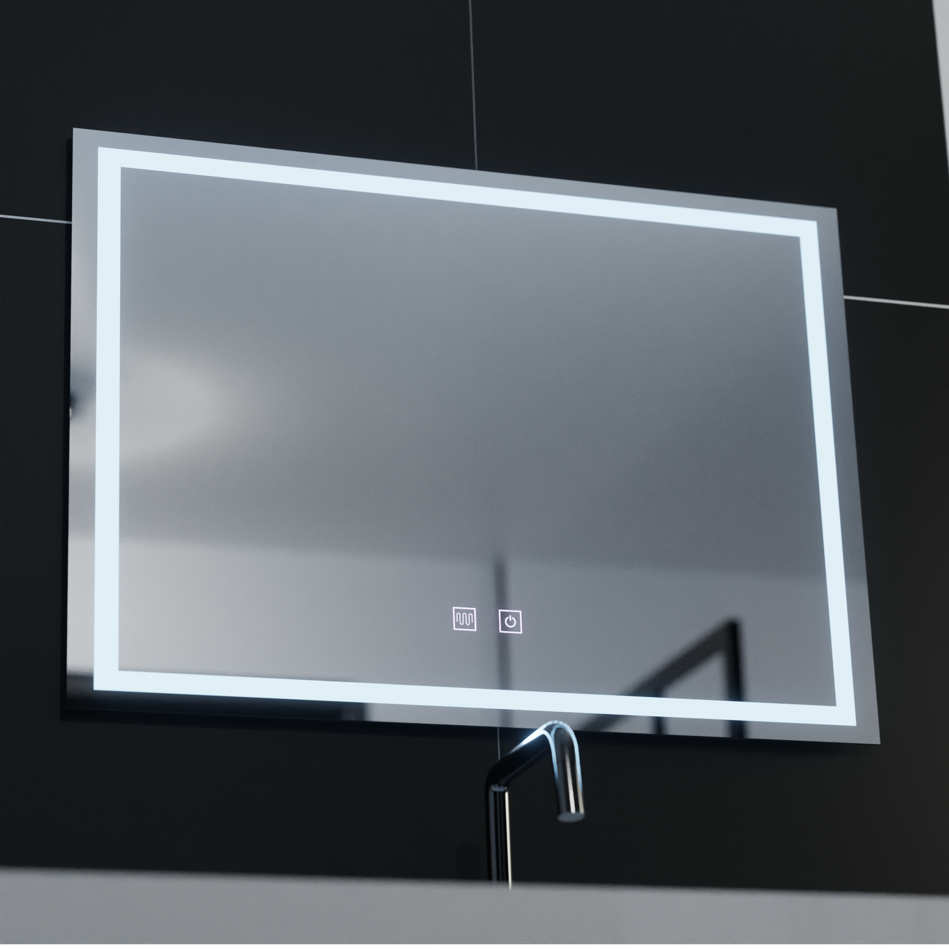 Oglinda LED Rectangulara, 70x50cm, RADIANTE Touch , Sistem Dezaburire, Dimabila Oglinda Baie cu LED si Dezaburire Default Title Alessandro Design