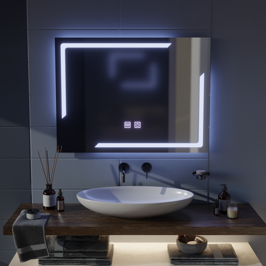 Specchio LED rettangolare, 80x60cm, ECLISSA Touch, Sistema Demister, Specchi Dimmerabili Korman E Titolo predefinito Alessandro Design