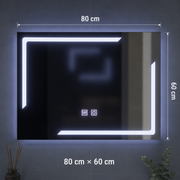 Oglinda LED Rectangulara, 80x60cm, ECLISSA Touch, Sistem Dezaburire, Dimabila