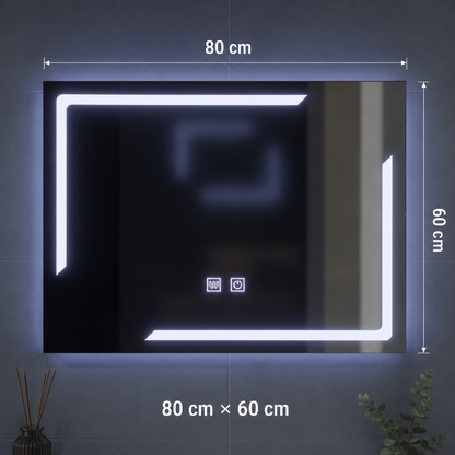 Oglinda LED Rectangulara, 80x60cm, ECLISSA Touch, Sistem Dezaburire, Dimabila