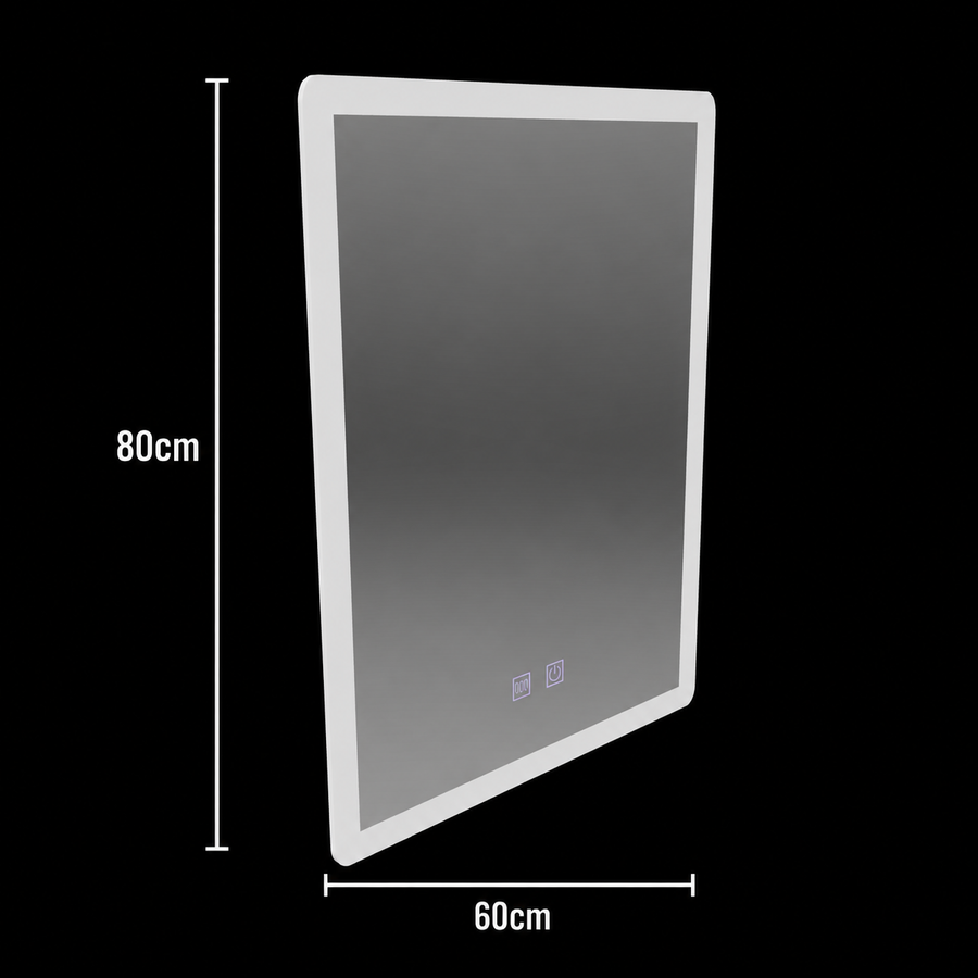 Specchio LED rettangolare, 60x80 cm, Touch VENERA, Sistema Demister, Dimmerabile