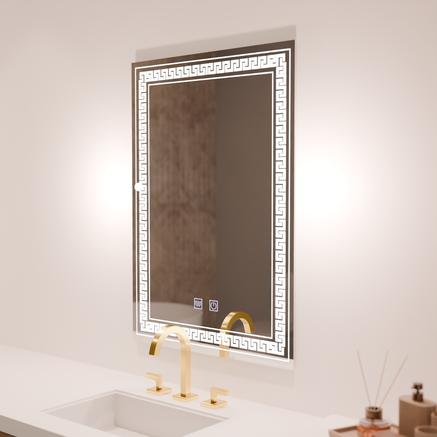 Specchio LED rettangolare, 60x80cm, Touch Vivido, Sistema Demister, Specchi Dimmerabili Korman E Titolo predefinito Alessandro Design