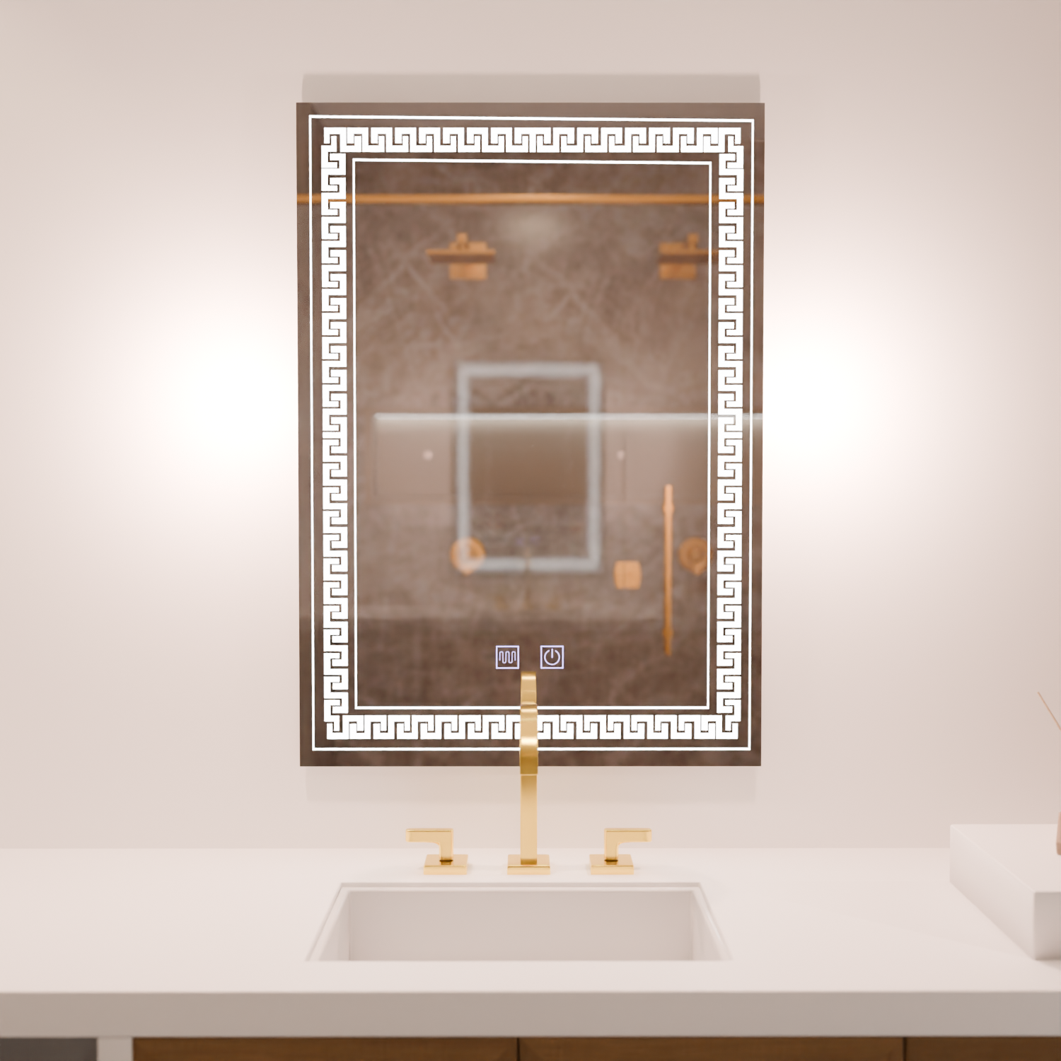 Specchio LED rettangolare, 60x80cm, Touch Vivido, Sistema Demister, Specchi Dimmerabili Korman E Titolo predefinito Alessandro Design
