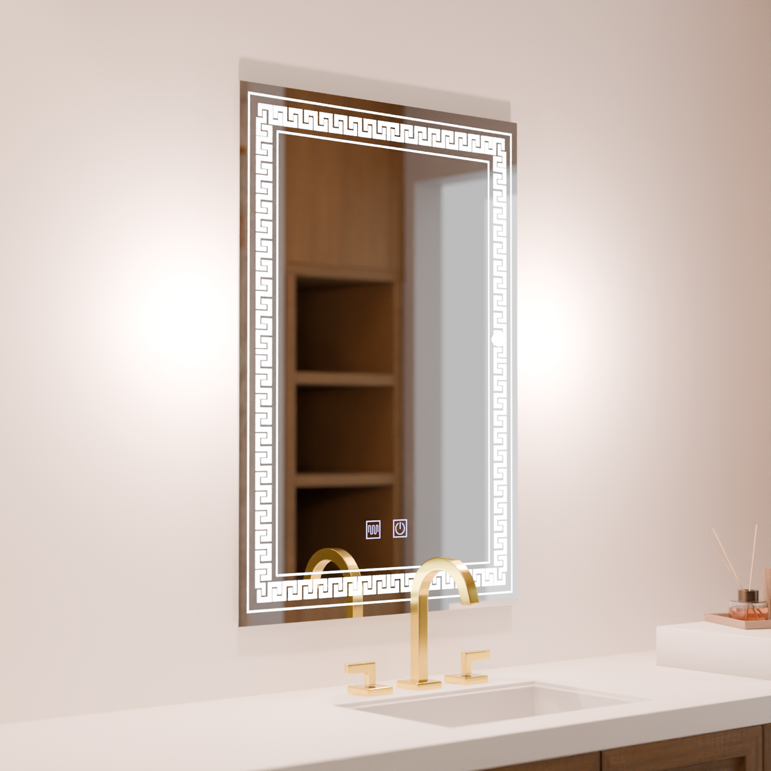 Specchio LED rettangolare, 60x80cm, Touch Vivido, Sistema Demister, Specchi Dimmerabili Korman E Titolo predefinito Alessandro Design