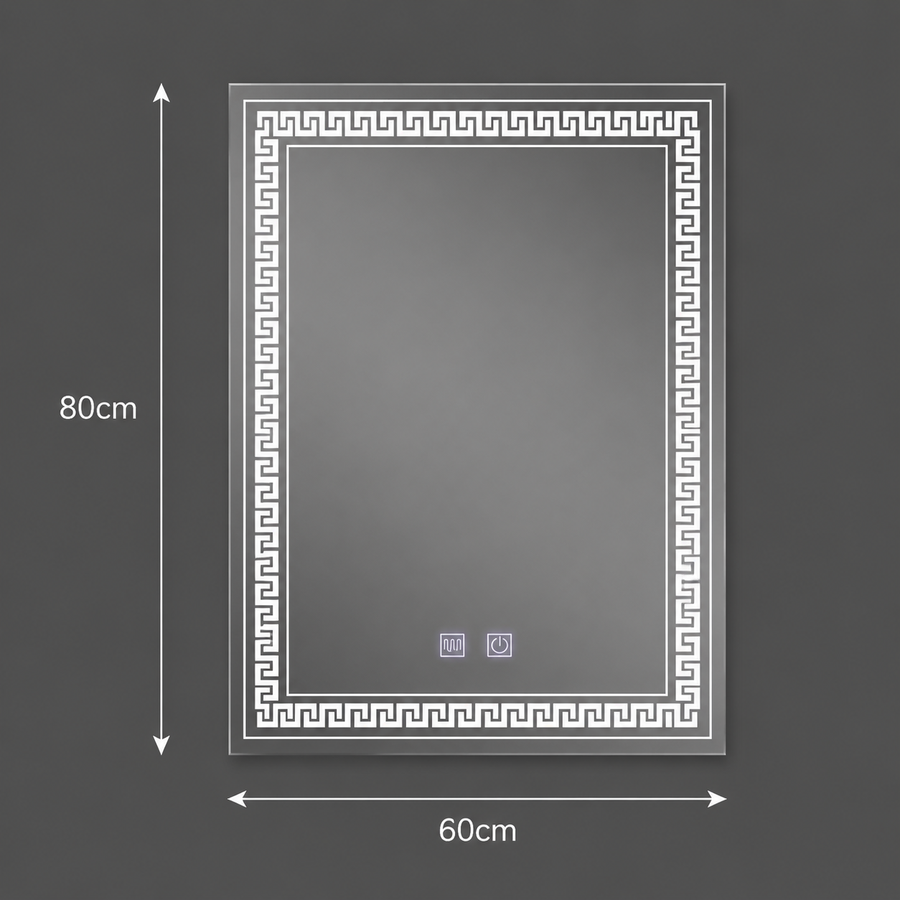 Specchio LED rettangolare, 60x80cm, Touch Vivido, Sistema Demister, Dimmerabile