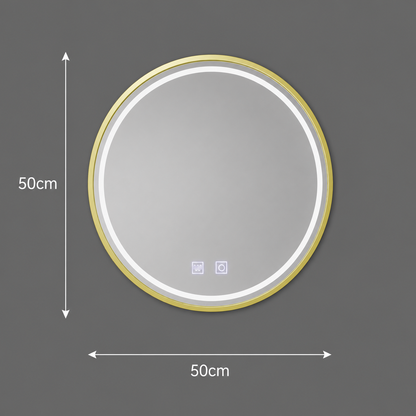 Specchio rotondo a LED, 50 cm, Glanz Touch, sistema Demister, dimmerabile