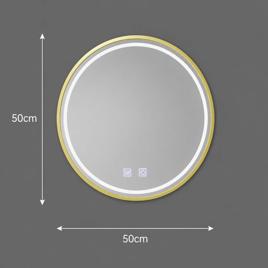 Specchio rotondo a LED, 50 cm, Glanz Touch, sistema Demister, dimmerabile