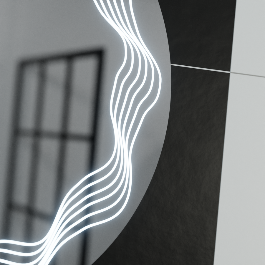 Specchio rotondo a LED 60 cm, Flusso Touch, sistema Demister, specchi dimmerabili Korman E Titolo predefinito Alessandro Design