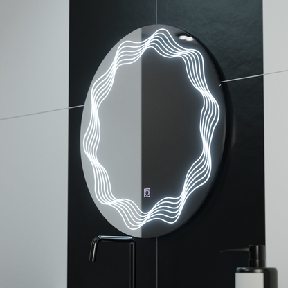 Specchio rotondo a LED 60 cm, Flusso Touch, sistema Demister, specchi dimmerabili Korman E Titolo predefinito Alessandro Design
