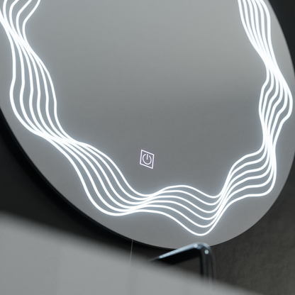 Specchio rotondo a LED 60 cm, Flusso Touch, sistema Demister, specchi dimmerabili Korman E Titolo predefinito Alessandro Design