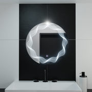 Specchio rotondo a LED 60 cm, Flusso Touch, sistema Demister, specchi dimmerabili Korman E Titolo predefinito Alessandro Design
