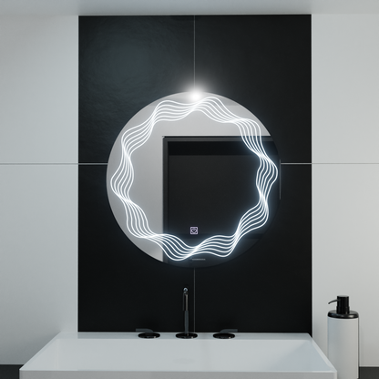 Specchio rotondo a LED 60 cm, Flusso Touch, sistema Demister, specchi dimmerabili Korman E Titolo predefinito Alessandro Design