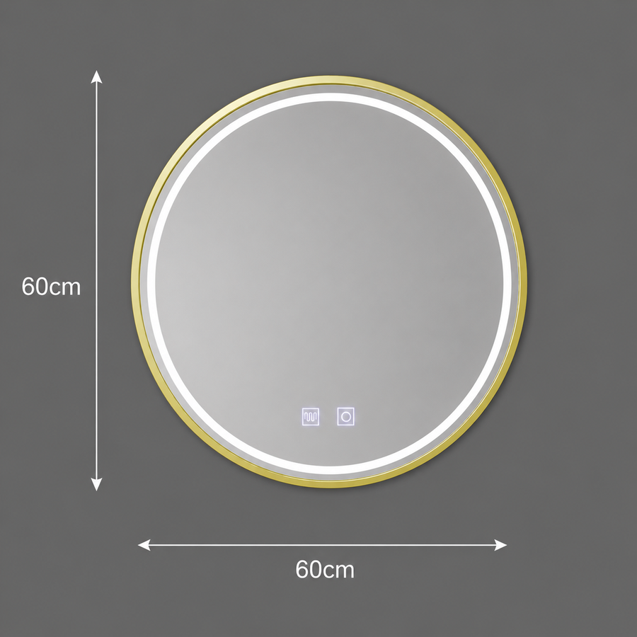 Specchio rotondo a LED, 60 cm, Glanz Touch, sistema Demister, dimmerabile
