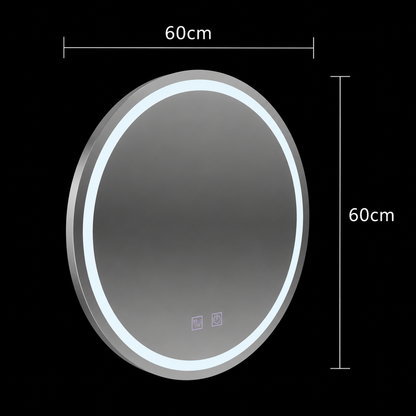 Oglinda LED Rotunda, 60cm, Lucea Touch, Sistem Dezaburire, Dimabila