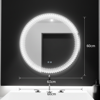Specchio rotondo a LED 60 cm, Stellaire Touch, sistema antiappannante, dimmerabile