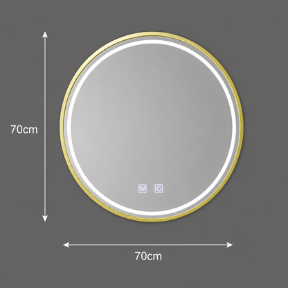 Specchio rotondo a LED, 70 cm, Glanz Touch, sistema Demister, dimmerabile