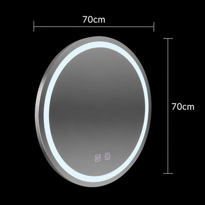 Specchio rotondo a LED, 70 cm, Lucea Touch, Sistema Demister, Dimmerabile