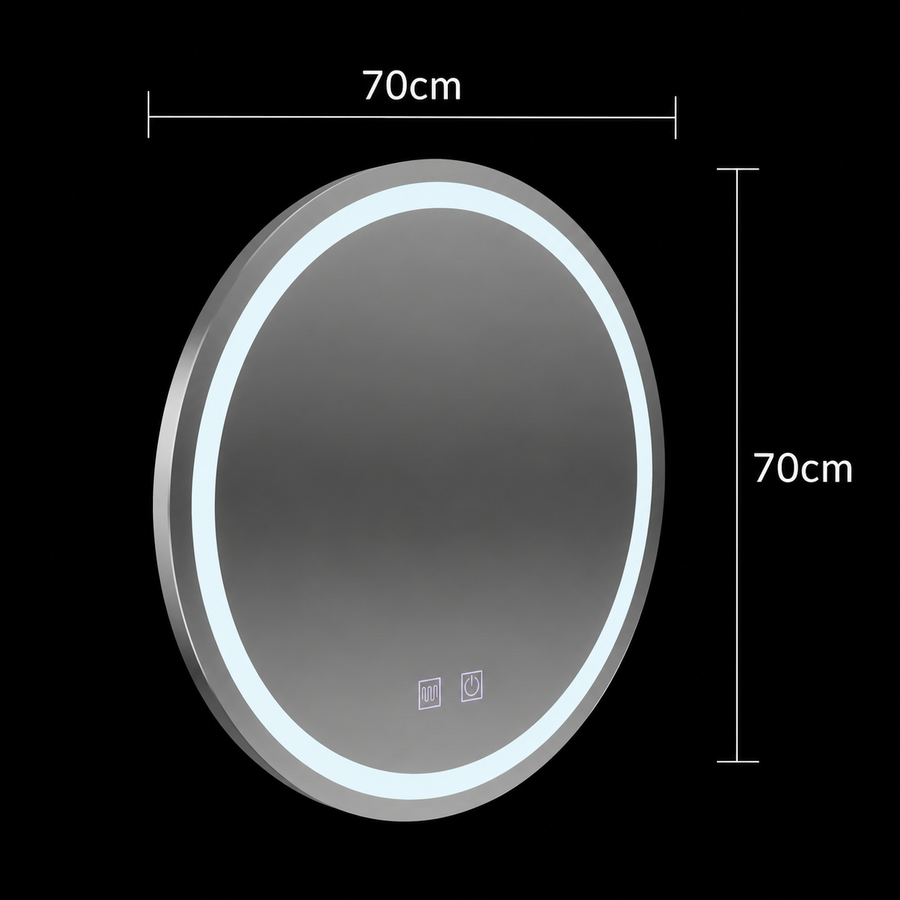 Specchio rotondo a LED, 70 cm, Lucea Touch, Sistema Demister, Dimmerabile