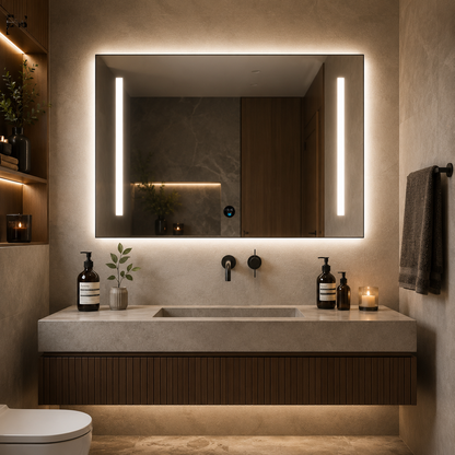 Specchio Giga LED, 80x60cm, Silver, Touch, luce 6000K