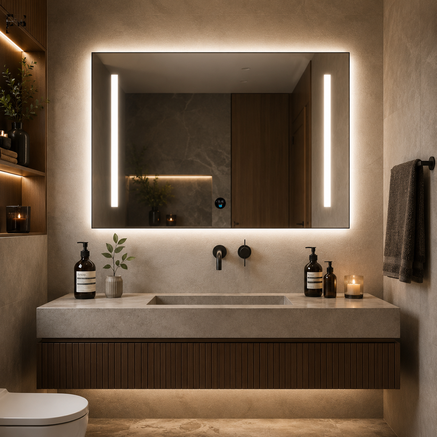 Specchio Giga LED, 80x60cm, Silver, Touch, luce 6000K