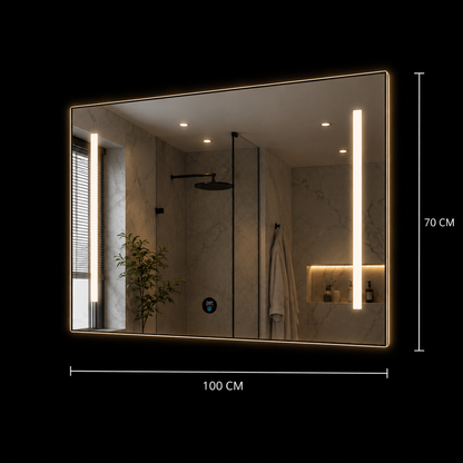 Specchio Giga LED, 80x60cm, Silver, Touch, luce 6000K