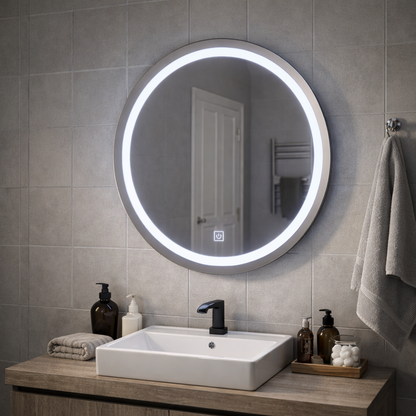 Oglinda LED Touch Gallio , Diametru 60cm, Lumina Rece 6000K, Sticla Oglinda LED Simpla Default Title Alessandro Design