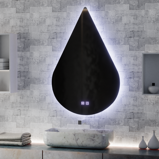 Specchio LED Touch River Demist System 80X120cm, a forma di goccia. Specchi Korman E Titolo predefinito Alessandro Design