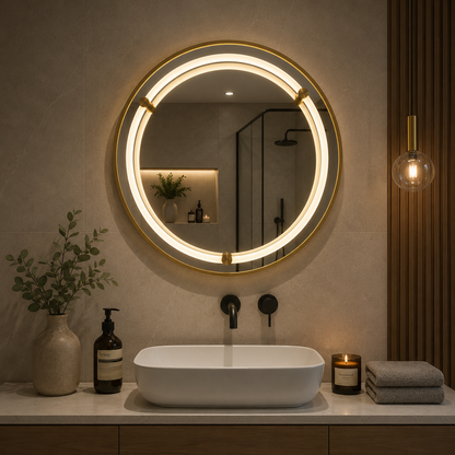 Specchio Giga LED, 80x60cm, Silver, Touch, luce 6000K