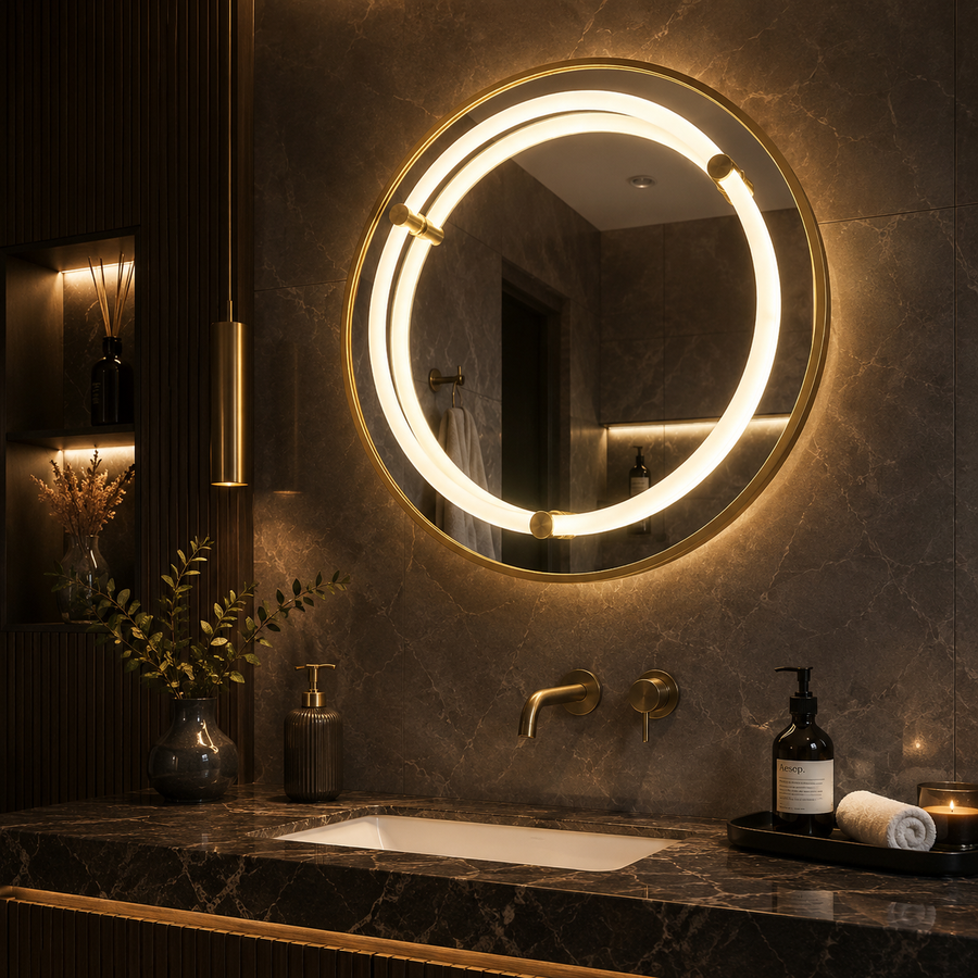 Specchio Giga LED, 80x60cm, Silver, Touch, luce 6000K