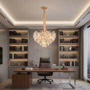 Lampadario in cristallo, Elegance 7xE27, diametro 40 cm, oro lucido, altezza regolabile, metallo e cristallo