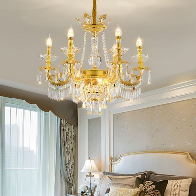 Lampadario di cristallo Regalis 11x E14, diametro 85 cm, oro lucido, altezza regolabile, metallo e cristallo