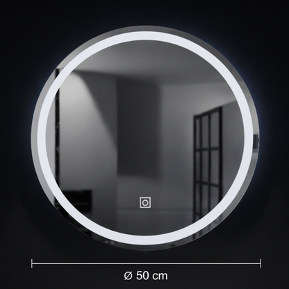 Specchio rotondo a LED, 50 cm, Basic Touch