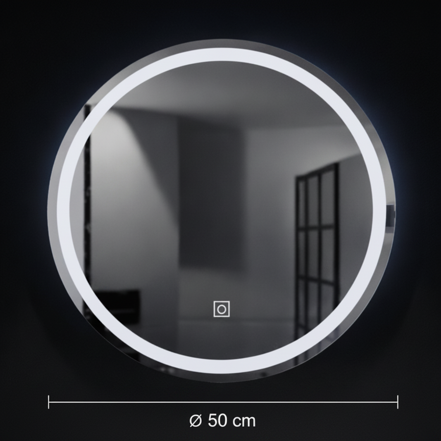 Specchio rotondo a LED, 50 cm, Basic Touch